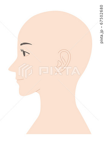 女性のスキンヘッド 横顔 イラストのイラスト素材