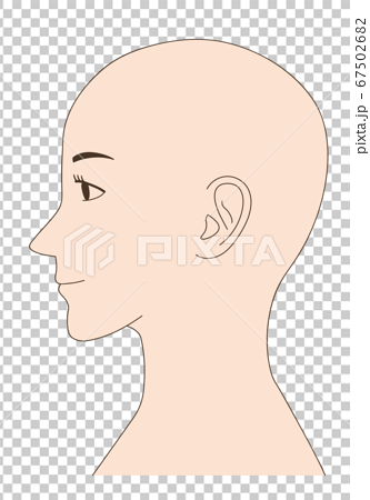 女性のスキンヘッド 横顔 イラストのイラスト素材