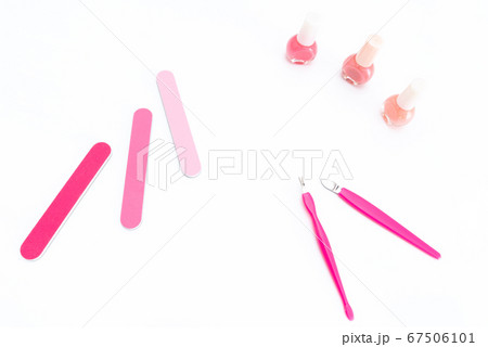 ネイルケア ネイリスト 俯瞰 道具 美容イメージの写真素材