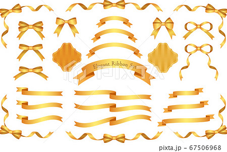 エレガントリボンセット ゴールド 赤金のイラスト素材
