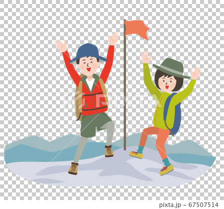 Young men and women happy to live on the mountaintop 67507514