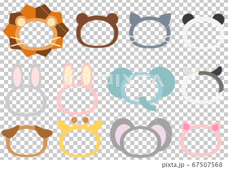 アニマル顔フレームイラストセット 67507568