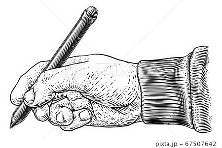 Pencil Hand Vintage Engraved Etched Woodcut Print 67507642