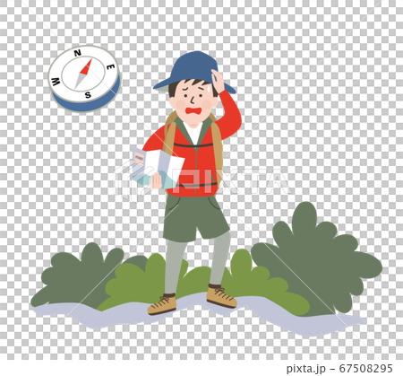 Anxious young man looking at a map in the mountains Anxious young man looking at a map in the mountains 67508295