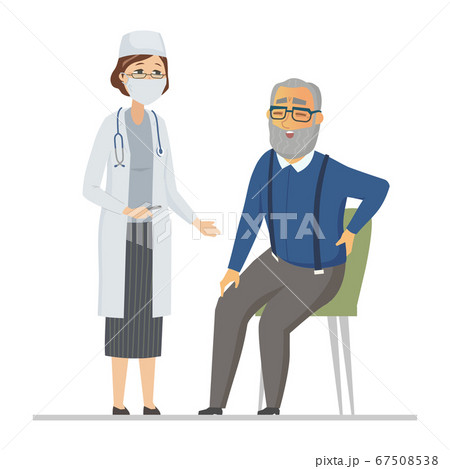 Senior man consulting with a doctor - flat design style illustration 67508538
