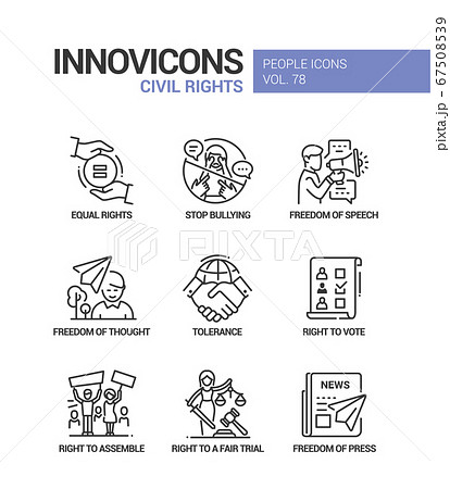Civil rights concept line design style icons set 67508539