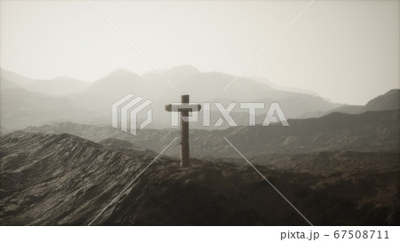 wooden Crucifix cross at mountain wooden Crucifix cross at mountain 67508711