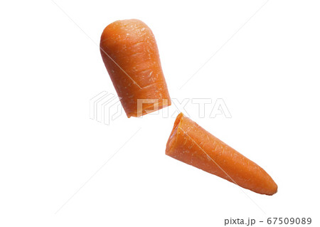 Carrots divided into 2 pieces isolated on white 67509089