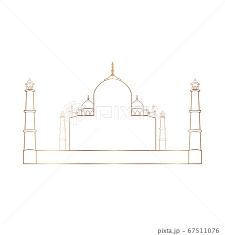 Taj mahal golden outline 67511076