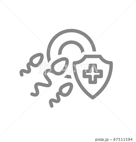 Healthy protected fertilization line icon. Parenthood healthcare, first aid for miscarriage symbol 67511594