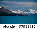 Distant view of Mount Cook across Lake Pukaki, South Island, New Zealand 67511633