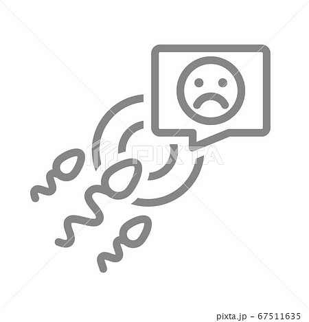 Ovum and spermatozoon with sad face in speech bubble line icon. Fertilization failure, miscarriage, abortion symbol Ovum and spermatozoon with sad face in speech bubble line icon. Fertilization failure, miscarriage, abortion symbol 67511635