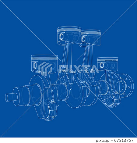 Engine pistons outline. 3d illustration Engine pistons outline. 3d illustration 67513757