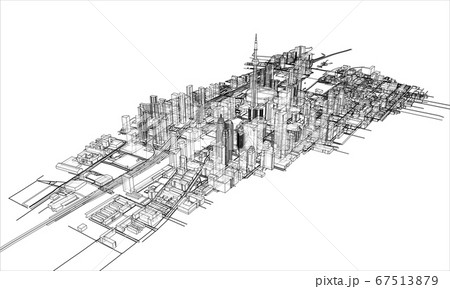 Outline city concept. Wire-frame style 67513879