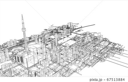 Outline city concept. Wire-frame style Outline city concept. Wire-frame style 67513884
