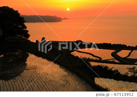 【山口県】東後畑棚田の夕焼け 【山口県】東後畑棚田の夕焼け 67513952