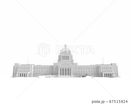 白いイメージの国会議事堂 3dcgイラストのイラスト素材