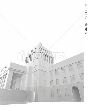 白いイメージの国会議事堂 3dcgイラストのイラスト素材