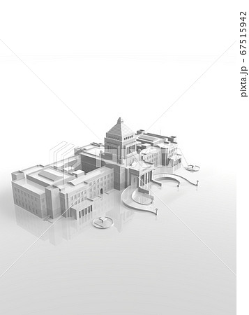 白いイメージの国会議事堂 3dcgイラストのイラスト素材