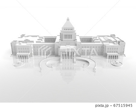 白いイメージの国会議事堂 3dcgイラストのイラスト素材