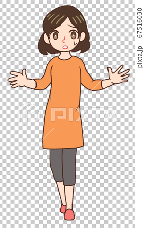 全身 正面向きの女性 お母さんのイラストのイラスト素材