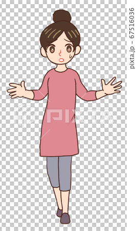 全身 正面向きの女性 お母さんのイラストのイラスト素材