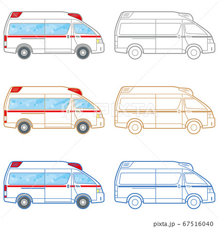 ポップなイラストの救急車 はたらくくるま のイラスト素材