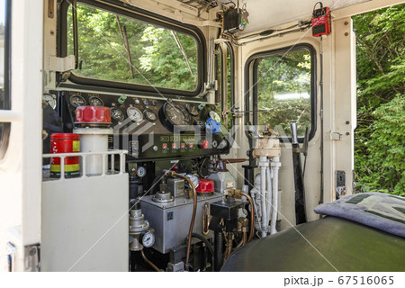 赤沢森林鉄道 Atf 01ディーゼル機関車 運転席の写真素材