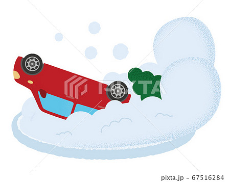 雪崩の被害に遭う自動車のベクターイラスト 67516284