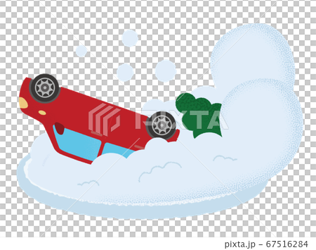 雪崩の被害に遭う自動車のベクターイラスト 67516284