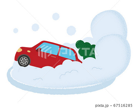 雪崩の被害に遭う自動車のベクターイラスト 67516285