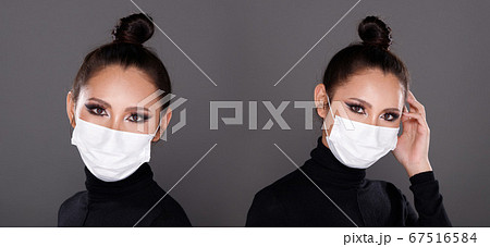 Asian Woman portrait rear side back view turn 360 67516584