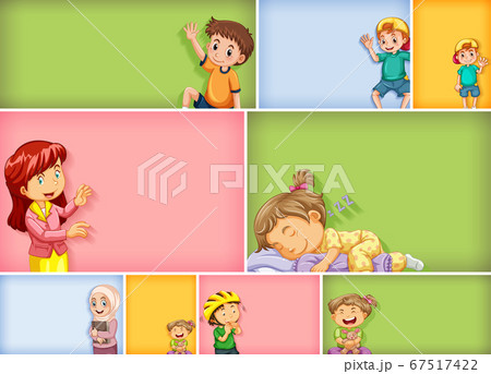 Set of different kid characters on different color Set of different kid characters on different color 67517422