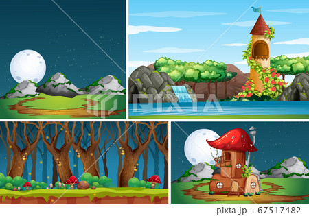 Four different scene of nature fantasy world with Four different scene of nature fantasy world with 67517482