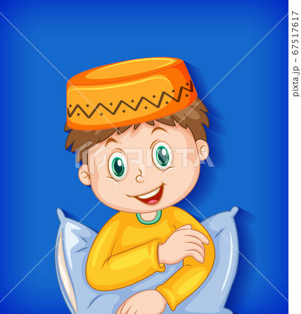 Male muslim cartoon character with pillow 67517617
