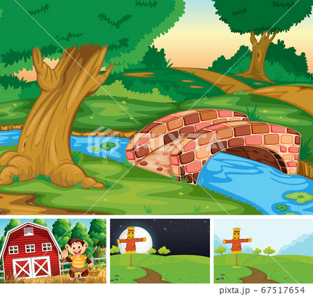 Set of farm scene cartoon style Set of farm scene cartoon style 67517654