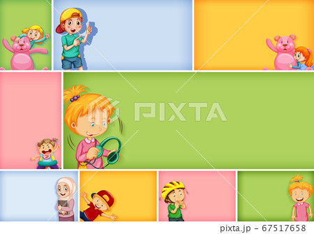 Set of different kid characters on different color 67517658
