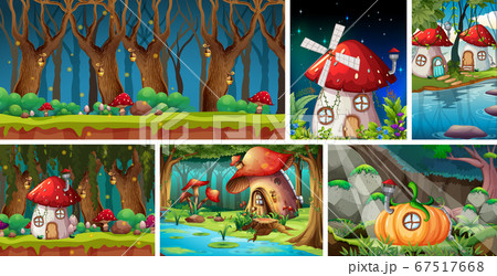 Six different scene of fantasy world with fantasy Six different scene of fantasy world with fantasy 67517668