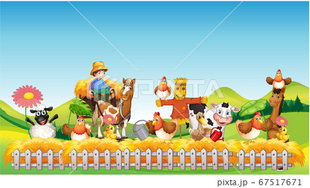 Farm scene with animal farm cartoon style 67517671