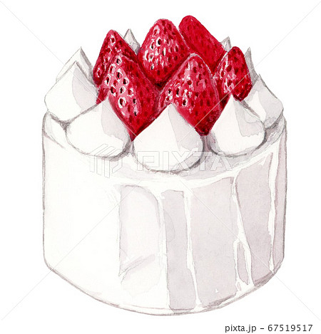 ショートケーキ 誕生日 クリスマス 水彩画のイラスト素材