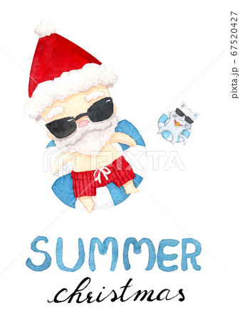 Top View Of Santa Claus In Shorts On The Air Stock Illustration