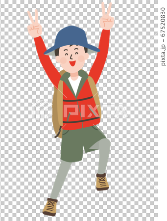 Outdoor style young man raising his hands with a smile Outdoor style young man raising his hands with a smile 67520830