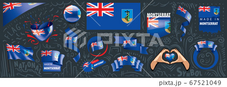 Vector set of the national flag of Montserrat in various creative designs Vector set of the national flag of Montserrat in various creative designs 67521049