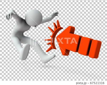 衝突の衝撃で吹き飛ばされるキャラクター 3dレンダリング のイラスト素材