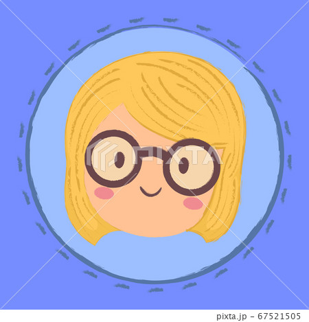 Little Blonde Girl with Glasses on Blue Circle Background Vector Little Blonde Girl with Glasses on Blue Circle Background Vector 67521505