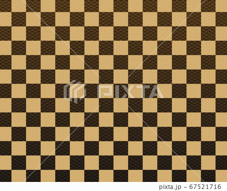 和柄を使った市松模様の背景素材 茶 和柄を使った市松模様の背景素材 茶 67521716