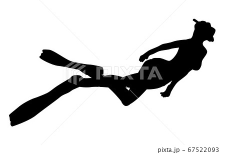 ウォータースポーツシルエットシュノーケリング3のイラスト素材