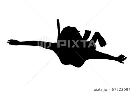 ウォータースポーツシルエットシュノーケリング4のイラスト素材