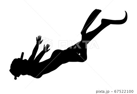 ウォータースポーツシルエットシュノーケリング1のイラスト素材