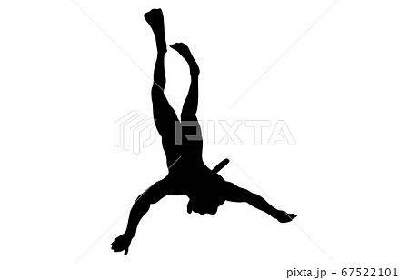 ウォータースポーツシルエットシュノーケリング2のイラスト素材